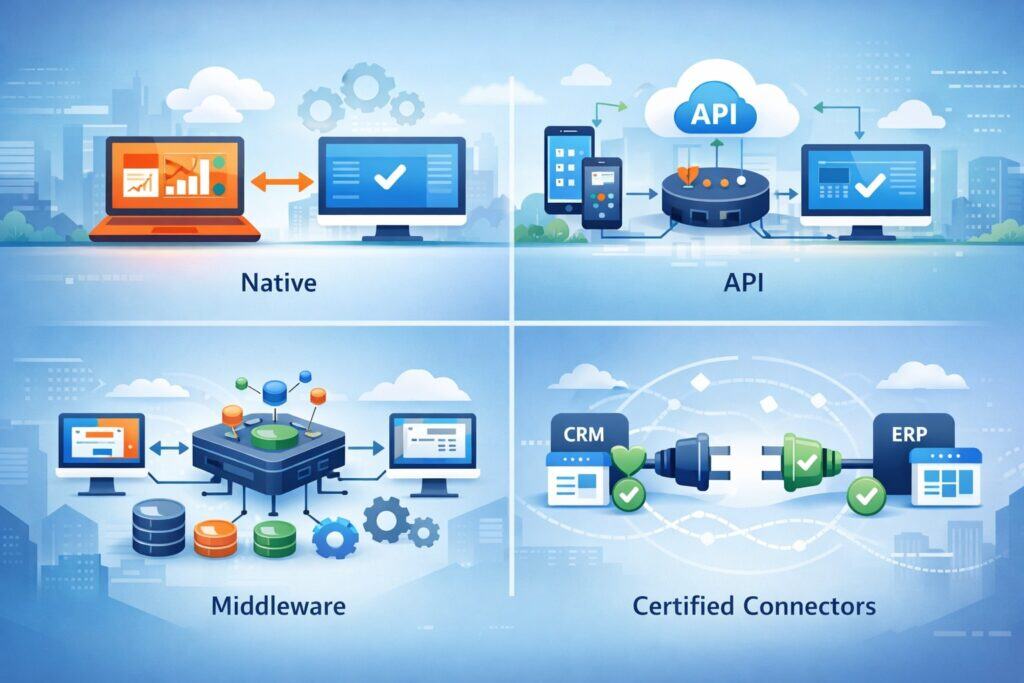 Integration Architecture Options: Native, API, Middleware, and Certified Connectors