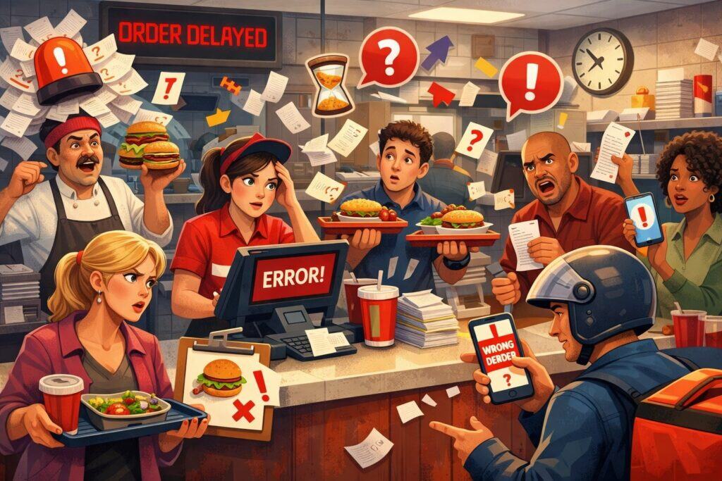 Order errors and ticket confusion at peak hours