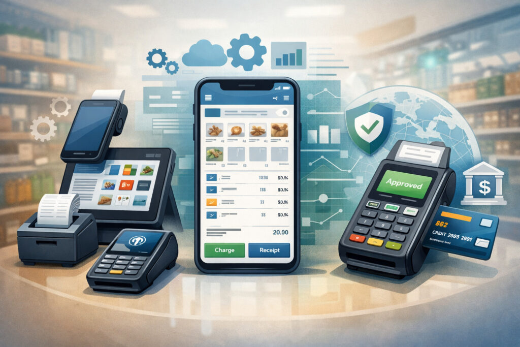 Core components: hardware, software, and payment processing integration