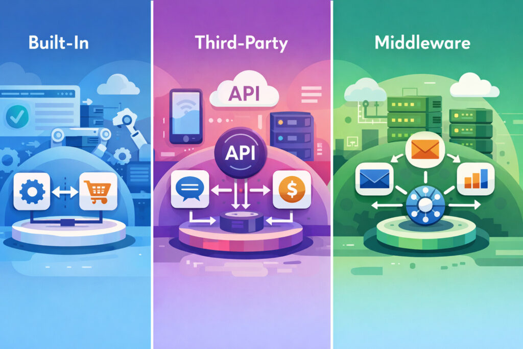 Integration models explained: built-in vs third-party vs middleware