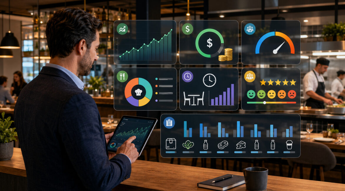 Restaurant owner tracking key performance indicators